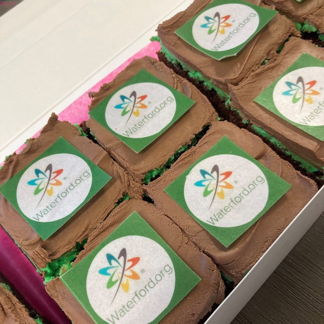 Waterford Logo Chocolate Mint Brownies w milk chocolate frosting