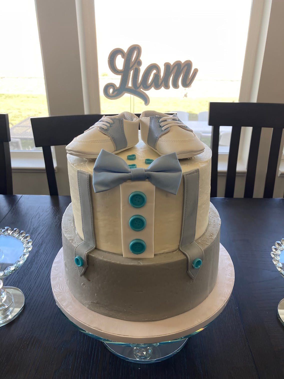 Annettes - Liams Baby Blessing 2 Tier Suspenders Cake