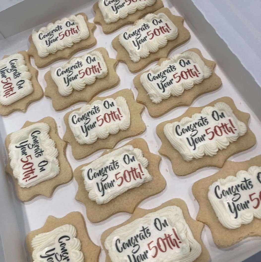 Annettes - Congrats on Your 50th - Business Birthday BC CookiesSQ TMC Congrats on yur 5oth business anniversary