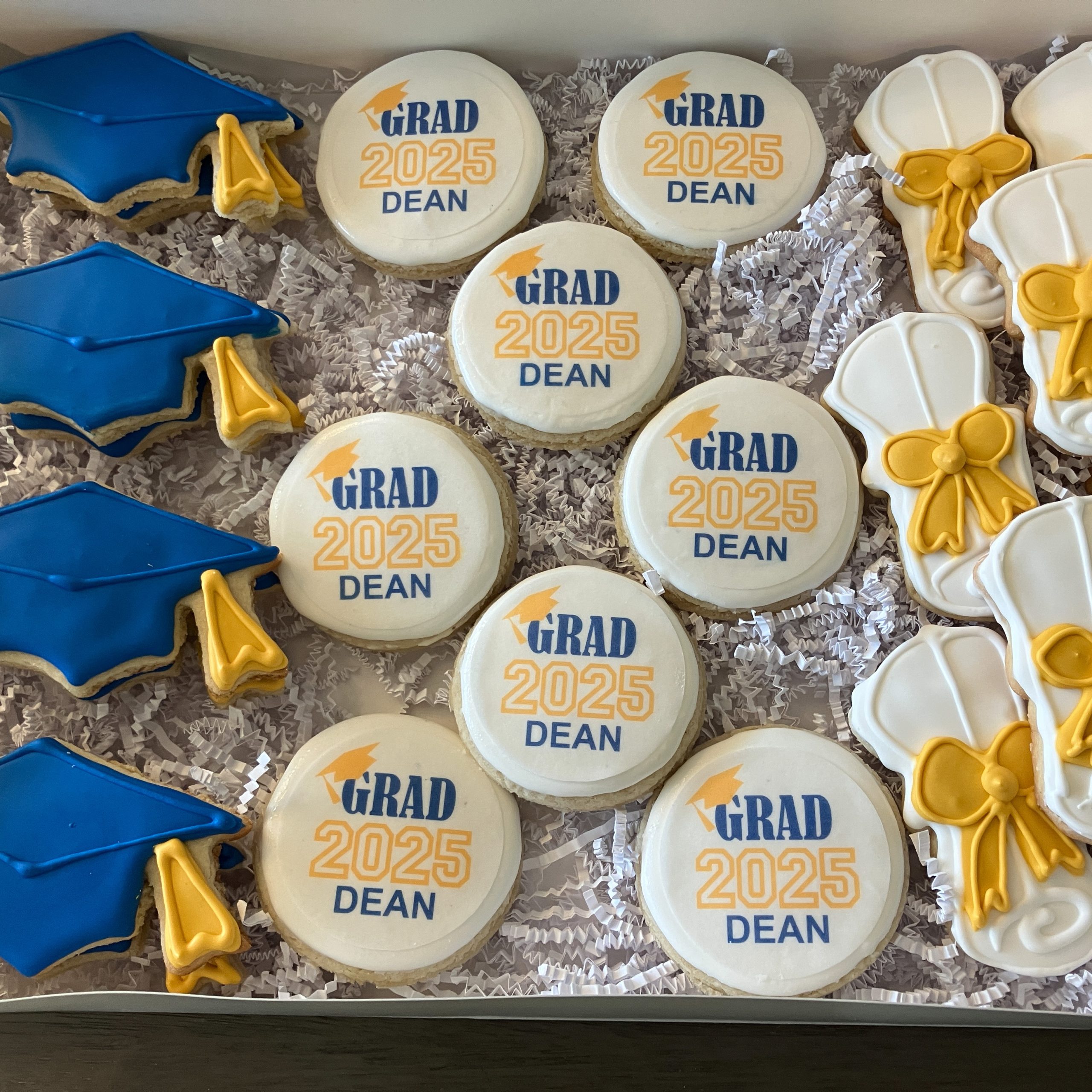 TMC - Blue & Gold GRADUATION COOKIES - Dean 2025 SQ