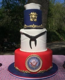 4 Tier Navy Retirement Cake with Hat 4 Tier Navy Retirement Cake with Hat