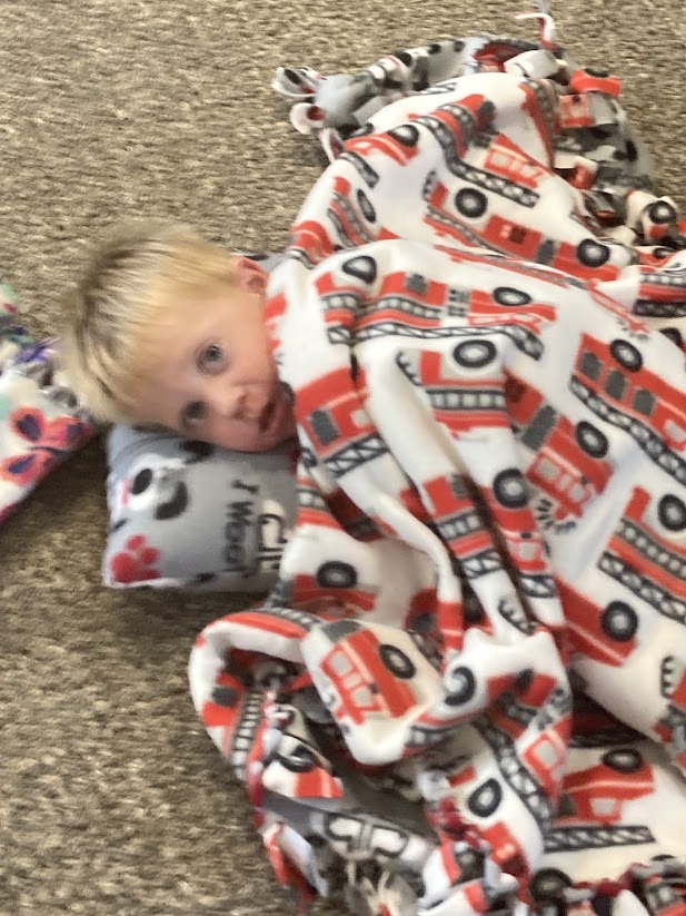 Liam's Fire Truck Fleece Blanket from Grandma Annette