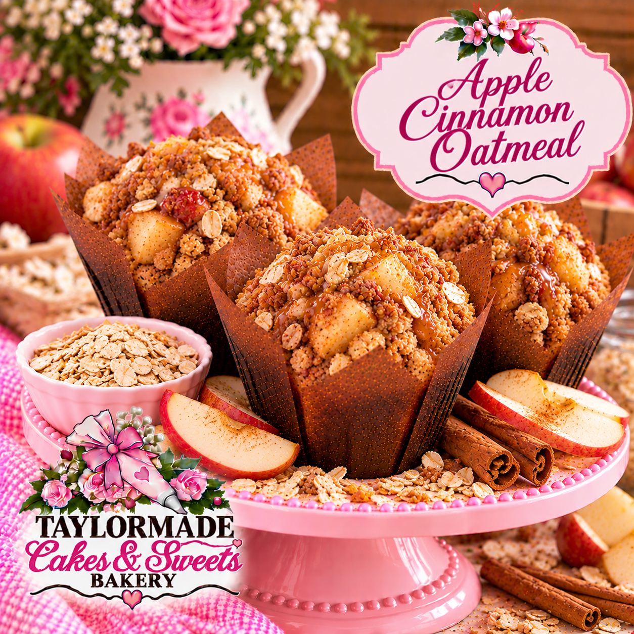 Apple Cinnamon Oatmeal Muffins | TaylorMade Cakes & Sweets Bakery Apple Cinnamon Oatmeal Muffins | TaylorMade Cakes & Sweets Bakery