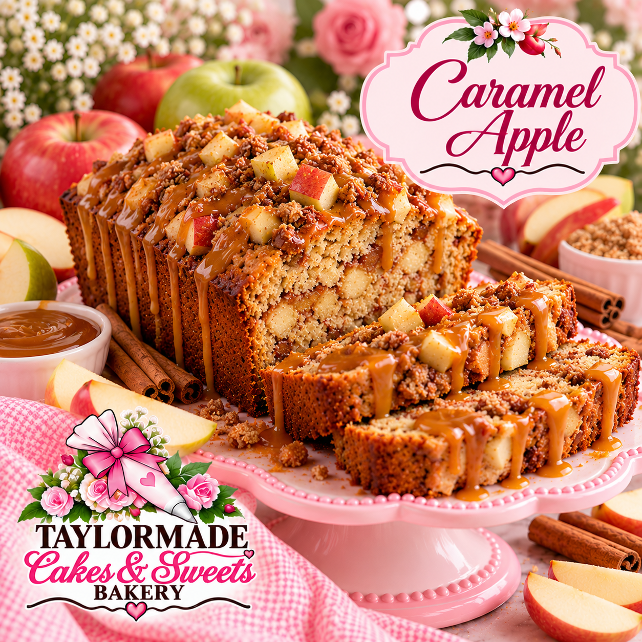 Caramel Apple Sweet Bread | TaylorMade Cakes & Sweets Bakery Caramel Apple sweet bread loaf by TaylorMade Cakes and Sweets Bakery
