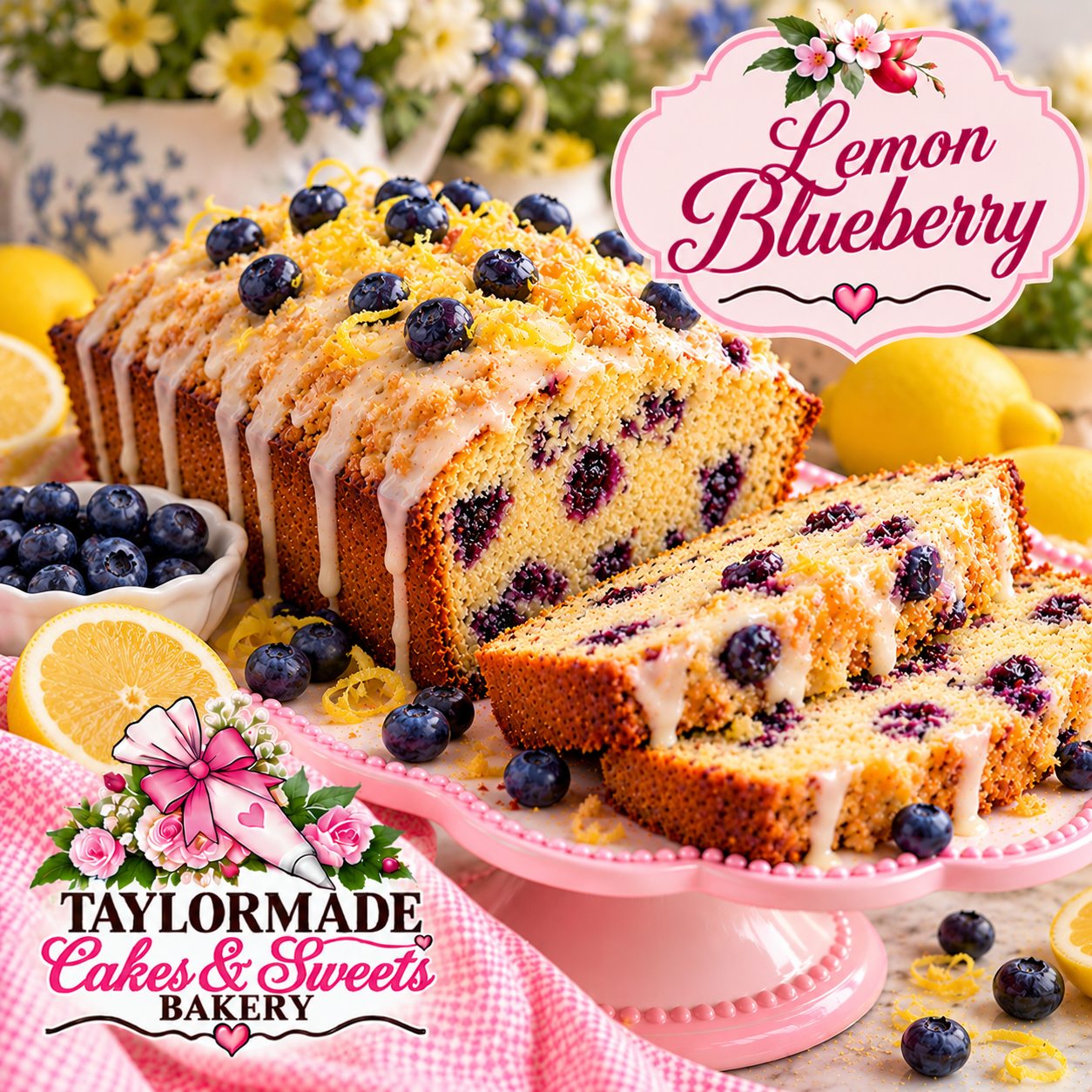 Lemon Blueberry Sweet Bread | TaylorMade Cakes & Sweets Bakery Lemon Blueberry sweet bread loaf by TaylorMade Cakes and Sweets Bakery