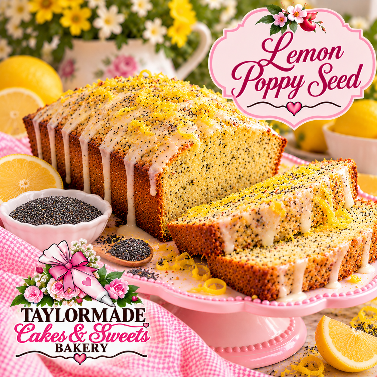 Lemon Poppy Seed Sweet Bread | TaylorMade Cakes & Sweets Bakery Lemon poppy seed sweet bread loaf from TaylorMade Cakes and Sweets Bakery