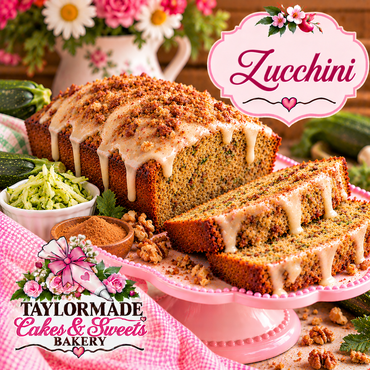 Zucchini Bread Sweet Bread | TaylorMade Cakes & Sweets Bakery Zucchini Bread sweet bread loaf from TaylorMade Cakes and Sweets Bakery